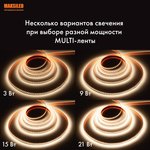 Светодиодная лента MAKSILED 24В, 3-21Вт/м, 140SMD(2835)/м, 130лм/Вт, 3000K ...