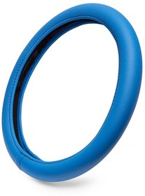 Фото 1/2 PCC2107, Чехол руля из искусственной кожи каркасный гладкий, синий, обхват 9.5 см, размер 37 - 39 см