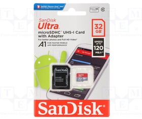 SDSQUA4-032G-GN6MA, Memory Card, microSD, 32GB, 120MB/s, Grey / Red