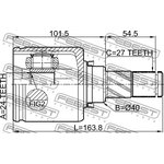 0211-J32MR20LH, Шрус внутренний левый 24X40X27