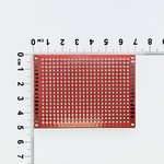 50x70mm-R Плата печатная макетная двусторонняя шаг 2.54 красная