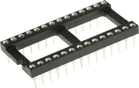 Фото 1/3 110-87-628-41-001101, 2.54mm Pitch Vertical 28 Way, Through Hole Turned Pin Open Frame IC Dip Socket, 1A