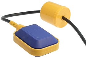 Выключатель поплавковый 5м, Поплавковый выключатель , ON-OFF/OFF-ON, IP68, 8/4 А, 220/380 В, погружение 5 м, пластик желтый/синий