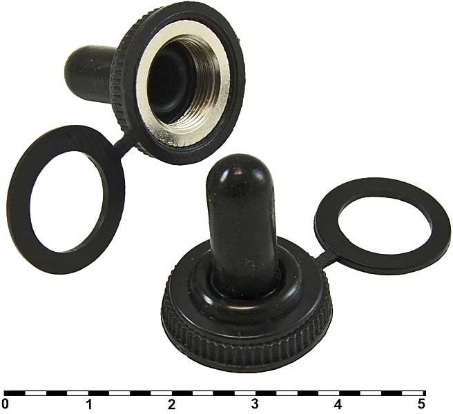WPC-02 (M12X0.75), Колпачок влагозащитный для тумблеров KN3 диаметр 20.4 мм, никелированая медь + силикон, черный