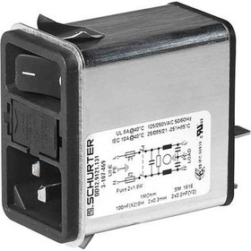 6A, 250 V ac Snap-In Filtered IEC Connector 3-102-861