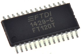 Фото 1/3 FT120T-R, FT120T-R, USB Controller, USB 1.1, USB 2.0, 3.3 to 5 V, 28-Pin TSSOP