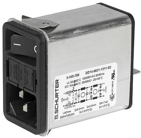 Фото 1/2 3-102-854, Filtered IEC Power Entry Module, 6 А, 250 В AC