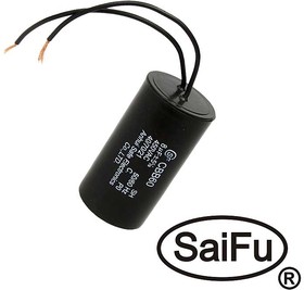 CBB60 8uF 450V WIRE (SAIFU), Пусковой конденсатор CBB60, 8 мкФ, 450 В, с проводом