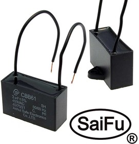 CBB61 3uF 450V (SAIFU), Пусковой конденсатор CBB61, 3 мкФ, 450 В
