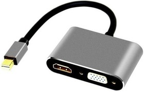 Фото 1/7 Кабель-переходник Mini DisplayPort (M) -  HDMI (F)+VGA (F) 4K@30Hz Alum Grey VCOM/Telecom (TA6080)