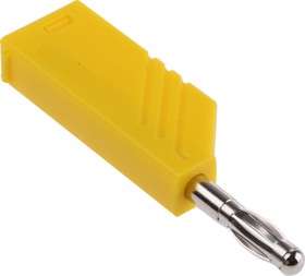 Фото 1/4 934100103, Yellow Male Banana Plug, 4 mm Connector, Screw Termination, 24A, 60V dc, Nickel Plating