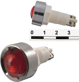N-836-R 220VAC, Лампочка неоновая в корпусе N-836-R, 220 В, красная
