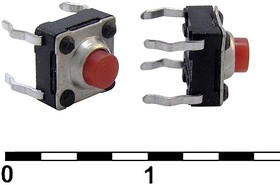 WS6250-100AR, Тактовая кнопка пылевлагозащищенная , 6.2х6.2х4.3 мм, OFF-ON (4Р), IP 67, 50 мА, 12 В, 50 мОм