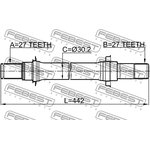 0312-CL7ATRH, Полуось 27x441.6x27 | перед прав/лев |