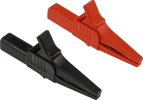 Фото 1/6 99.00077, Crocodile Clip 4 mm Connection, 32A, Black, Red