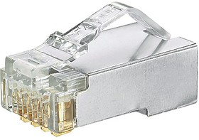 Фото 1/2 MPS588-C, 8-position, 8-wire, shielded modular plug, for use with 24-26 AWG, Category 5e, shielded copper cable.