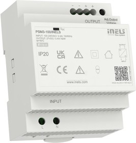PSM3-100/iNELS Блок питания 100Вт. Защита: перегрузка, перенапряжение, перегрузка по току, короткое замыкание. Максимальная нагрузка 105Вт/1