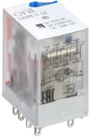 Фото 1/4 Реле интерфейсное ORM-1 4C 24В DC с LED и тест. кнопкой ONI ORM-1-4C-DC24V-L-B