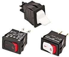Фото 1/3 62115919-0-0-N, Rocker Switches 2-pole, ON - None - OFF, 4A/8A/6(4)A 250VAC/125VAC/250VAC not HP rated, Non-Illuminated Black Rocker Switch