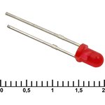 3 mm red 30 mCd 20, Светодиод , 3 мм, 30 мКД, угол излучения 20 градусов, красный