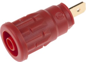972361101, Red Female Banana Socket, 4 mm Connector, 24A, 1000V ac/dc, Gold Plating