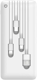 Фото 1/4 Perfeo Powerbank ABSOLUTE 10000mah In Micro usb,USB /Out USB,Micro usb,Type-C,Lightning, 2.1А/ White (PF_B4879)