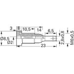 2 mm socket, flat plug connection, mounting Ø 6.4 mm, black, 23.0020-21