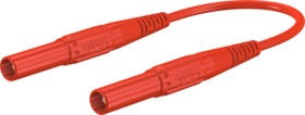 Measuring lead with (4 mm plug, spring-loaded, straight) to (4 mm plug, spring-loaded, straight), 1 m, red, PVC, 1.0 mm², CAT III