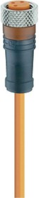 Sensor actuator cable, M8-cable socket, straight to open end, 4 pole, 2 m, PVC, orange, 4 A, 11300