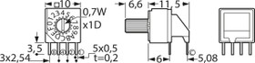 Encoding rotary switches, 16 pole, Hexadecimal-Real, angled, 100 mA/5 VDC, S-1111A (P)