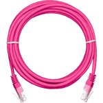 Шнур U/UTP 4 пары, Кат.5e, PVC, розовый, 0,5м, 10шт. EC-PC4UD55B-BC- PVC-005-PK-10