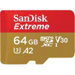 Флеш карта microSD 64GB SanDisk microSDXC Class 10 UHS-I A1 C10 V30 U3 Extreme ...