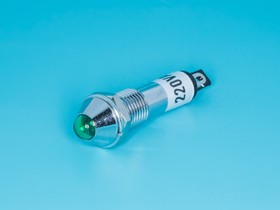 Фото 1/4 NI-4G, Лампа неоновая с резистором 220В в корпусе, зеленая