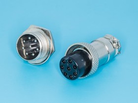 AC-M16-8, Разъем M16 8 контактов розетка на кабель, вилка на блок, тип ...