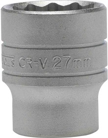 Фото 1/2 M120527-C, 1/2 in Drive 27mm Standard Socket, 12 point, 43 mm Overall Length