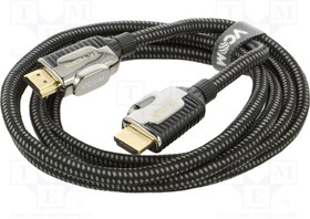 Фото 1/10 CG864-3M, Cable; HDCP 2.2,HDMI 2.1; HDMI plug,both sides; PVC; textile; 3m