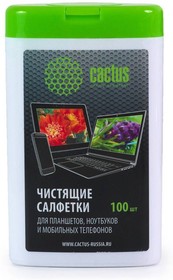 Фото 1/5 Салфетки Cactus CS-T1005 для планшетов и смартфонов малая туба 100шт влажных
