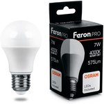 38024, Лампа светодиодная LED 7вт Е27 белый Feron.PRO