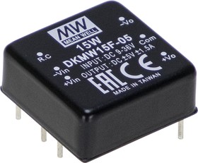 DKMW15F-05, DC/DC-Conv 9-36V:±5V ±1,5A 15W