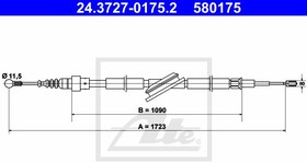 24372701752, Трос ручника_ Audi A3 VW BORA/GOLF IV 1.8-2.0 4motion/1.9TDI/2.3 V5/2.8 V6/3.2R32 96-05 (диск/бараб