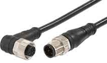 120066-8997, Cordset, Black, Straight / Angled, 4A, 22AWG, 600mm, M12 Plug - M12 Socket, Conductors - 5