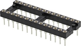 Фото 1/2 110-87-428-41-001101, 2.54mm Pitch Vertical 28 Way, Through Hole Turned Pin Open Frame IC Dip Socket, 1A
