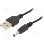 CC-USB-AMP35-6, Кабель; вилка DC 3,5x1,35,вилка USB A; 1,8м; черный; 24AWG; 5В