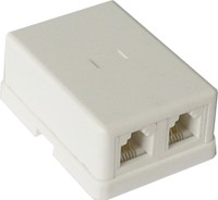 GA-TLUS-023, Телефонная розетка двухпортовая, накладная, 2x RJ11 6p4c, белая
