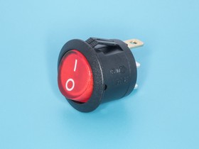Фото 1/5 SWR-21R/L, Выключатель 220В 3 контакта круглый, d 20мм с подсветкой, красный, вкл-выкл
