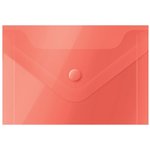 Папка-конверт на кнопке А7, 74х105 мм, 150 мкм, красная 281228