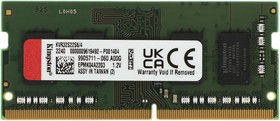 Фото 1/10 Память DDR4 4Gb 3200MHz Kingston KVR32S22S6/4 VALUERAM RTL PC4-25600 CL22 SO-DIMM 260-pin 1.2В single rank Ret