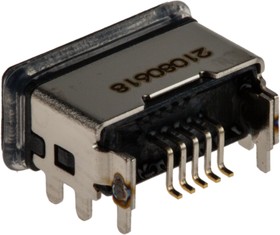 Фото 1/4 204926-1103, Right Angle, SMT, Socket Type Micro B 2.0 IP67 USB Connector