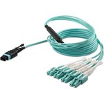 MPO8LCPL2M, MPO to LC Duplex Multi Mode OM3 Fibre Optic Cable, 50/125μm, Aqua, 2m