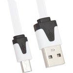 USB кабель LP Micro USB плоский узкий белый, коробка